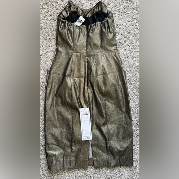 Cache 2 Metallic Gold Midi Vintage Dress- MADE IN THE US- it has POCKETS! - Picture 3 of 14